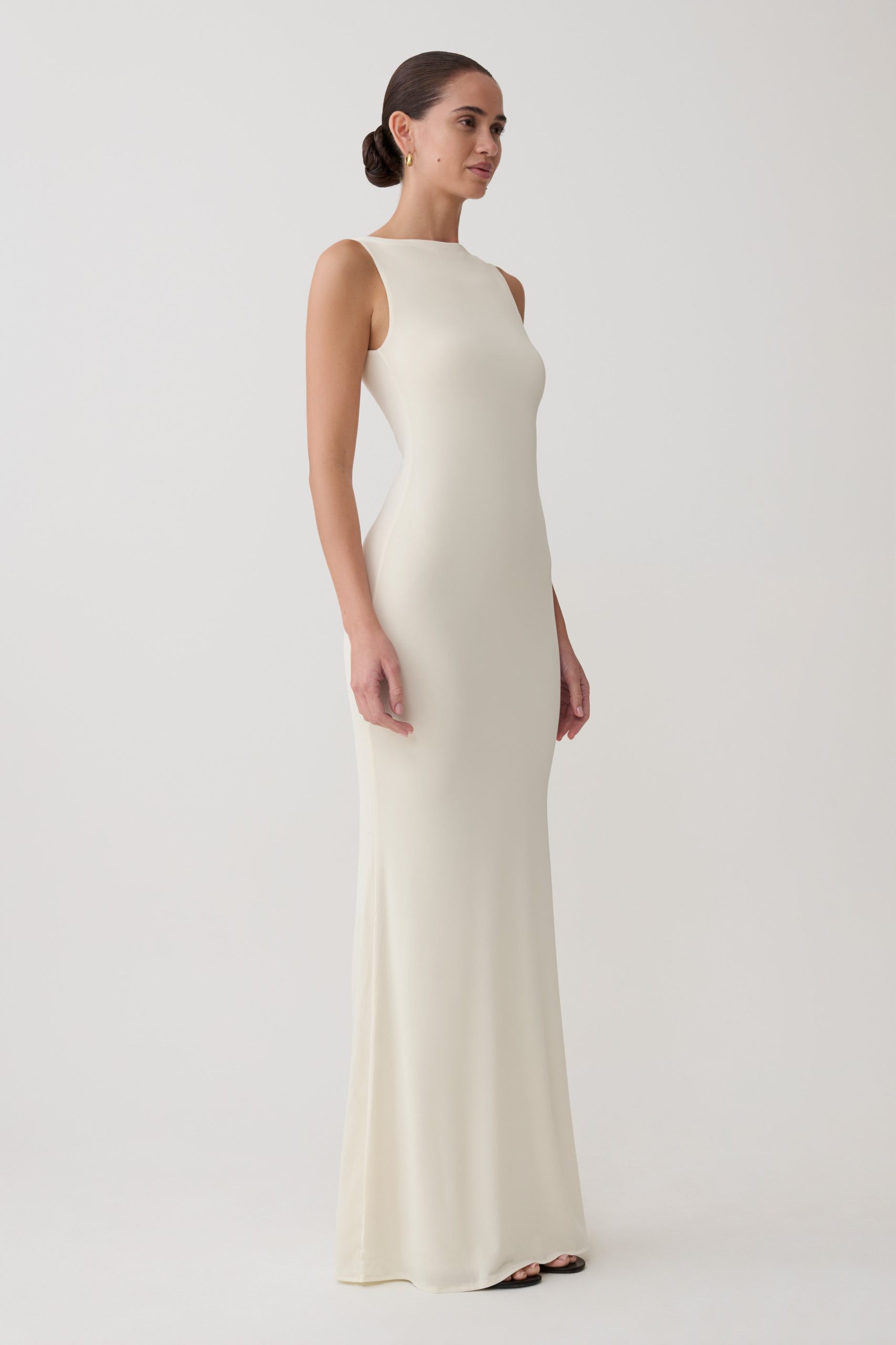 Tarna Sleeveless Slinky Maxi Dress - Bone - Image 3