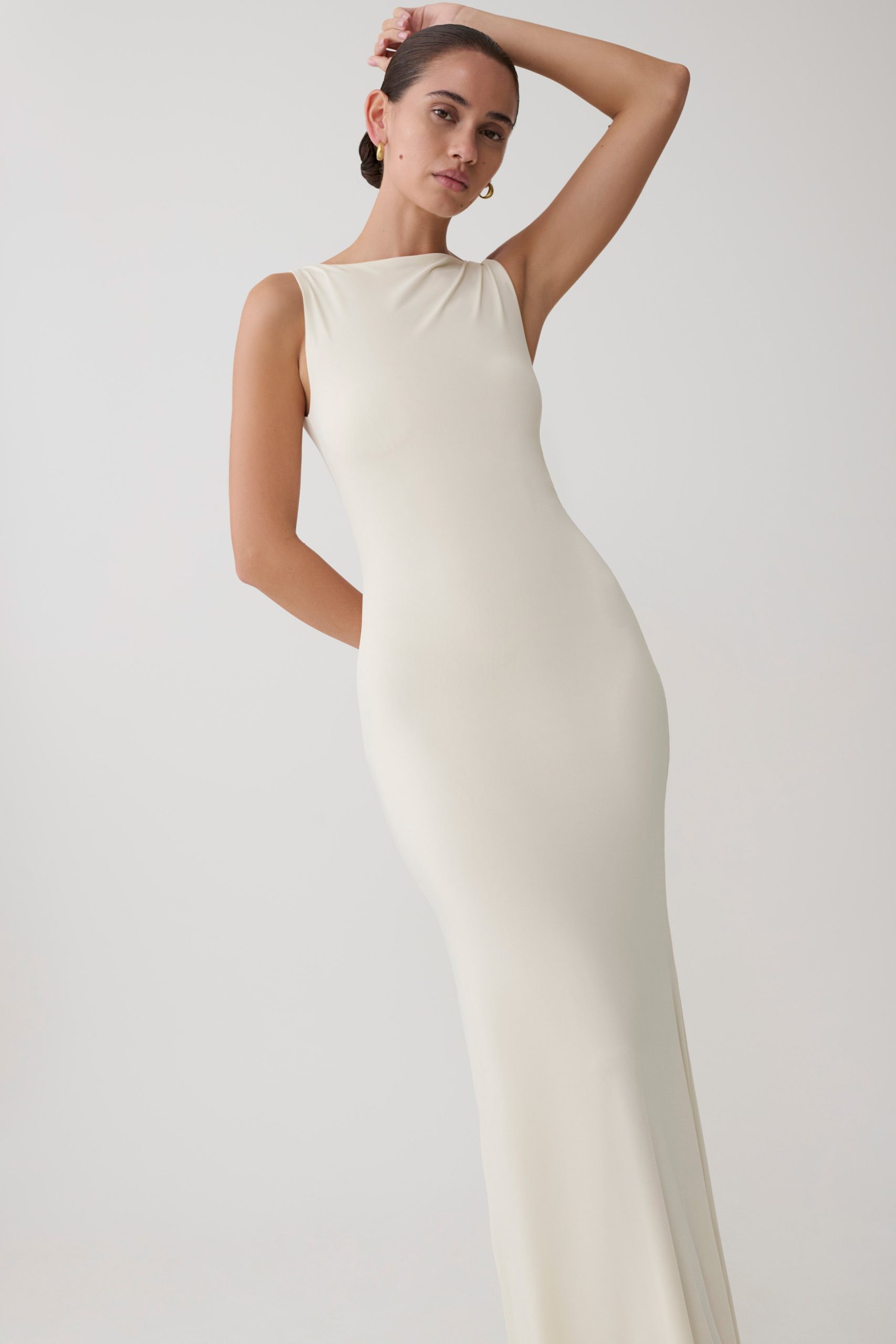 Tarna Sleeveless Slinky Maxi Dress - Bone - Image 6