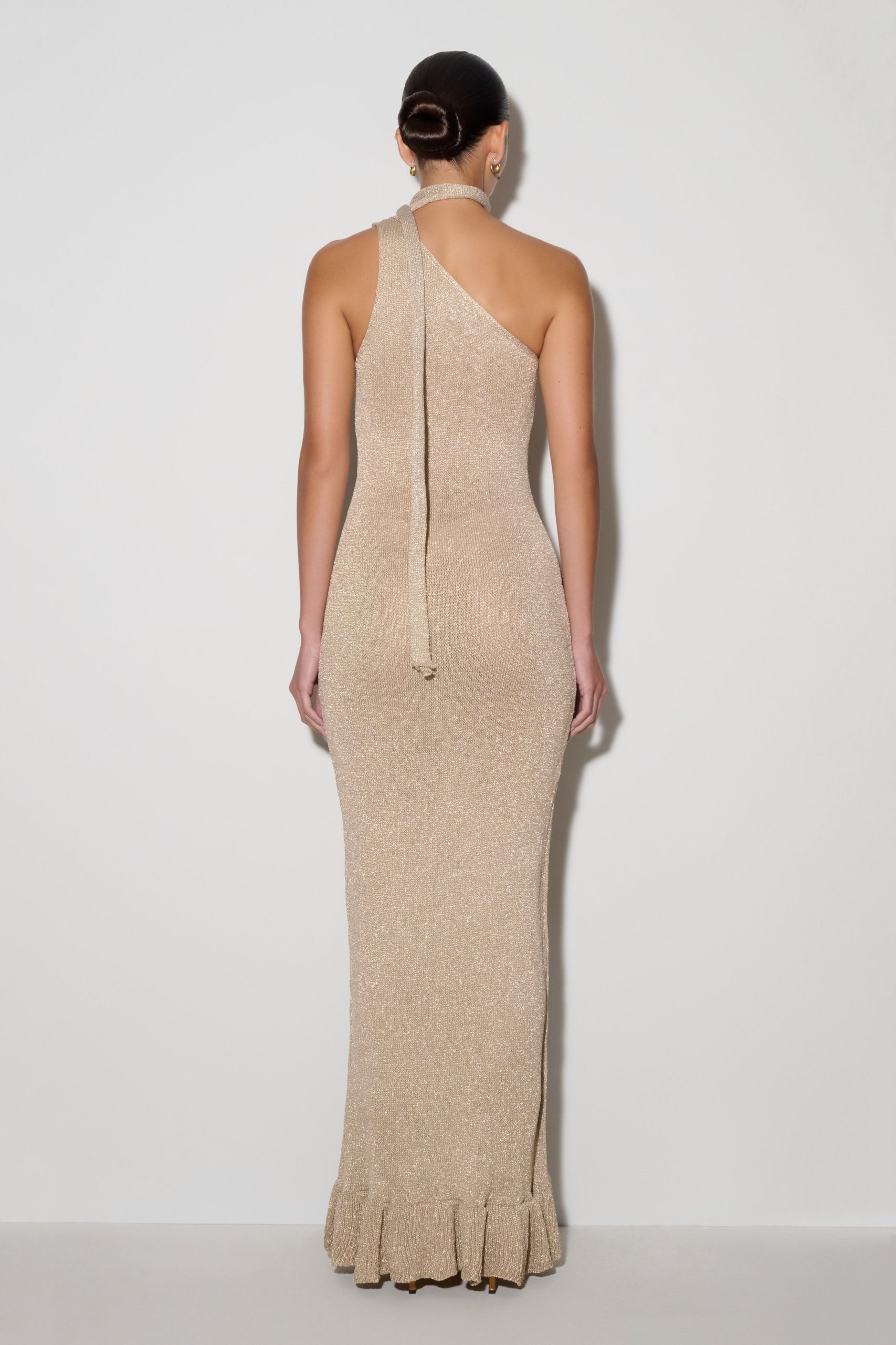 Celestino Floral Metallic Knit Maxi Dress - Gold - Image 2