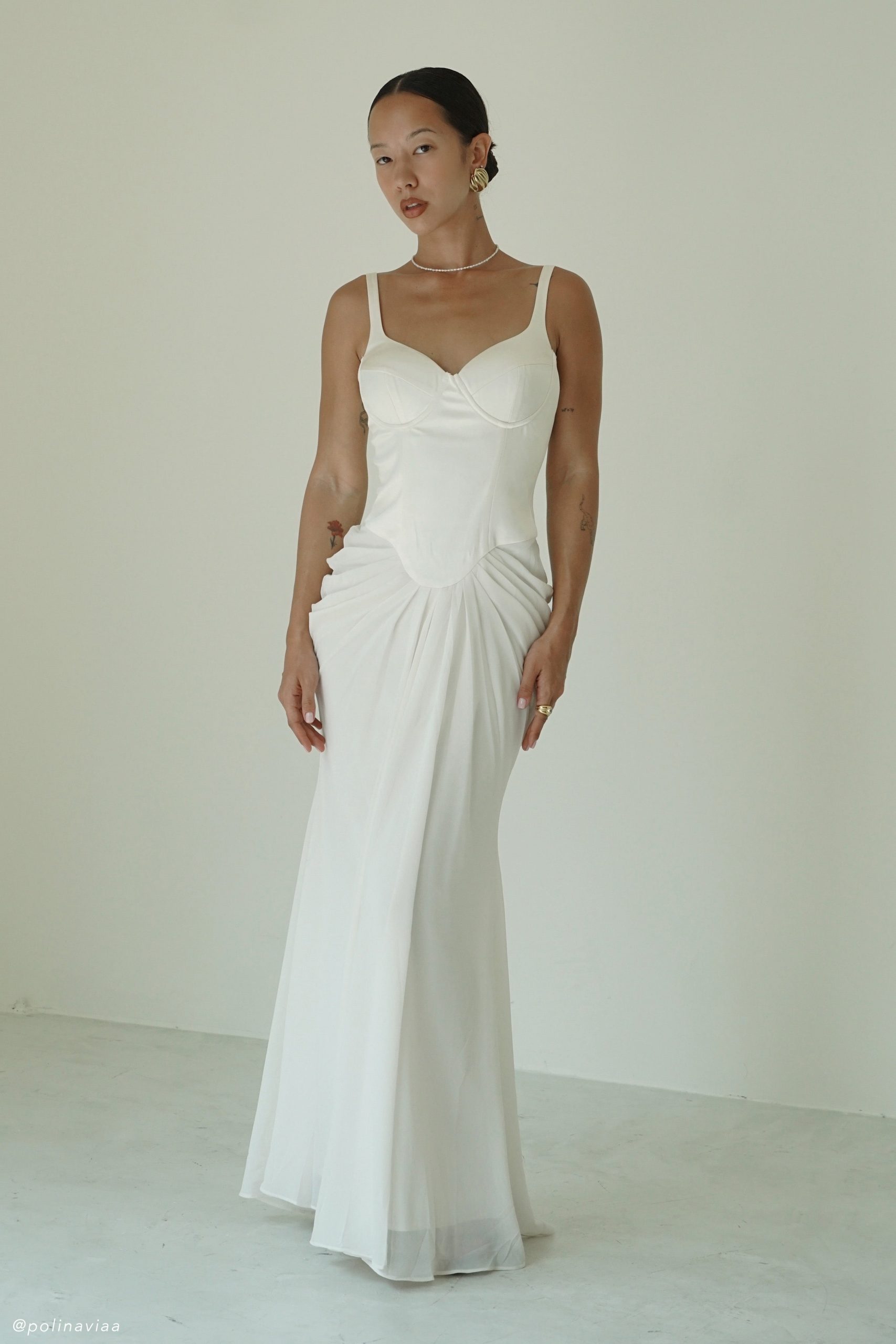 Leila Satin Corset Maxi Dress - Ivory - Image 8