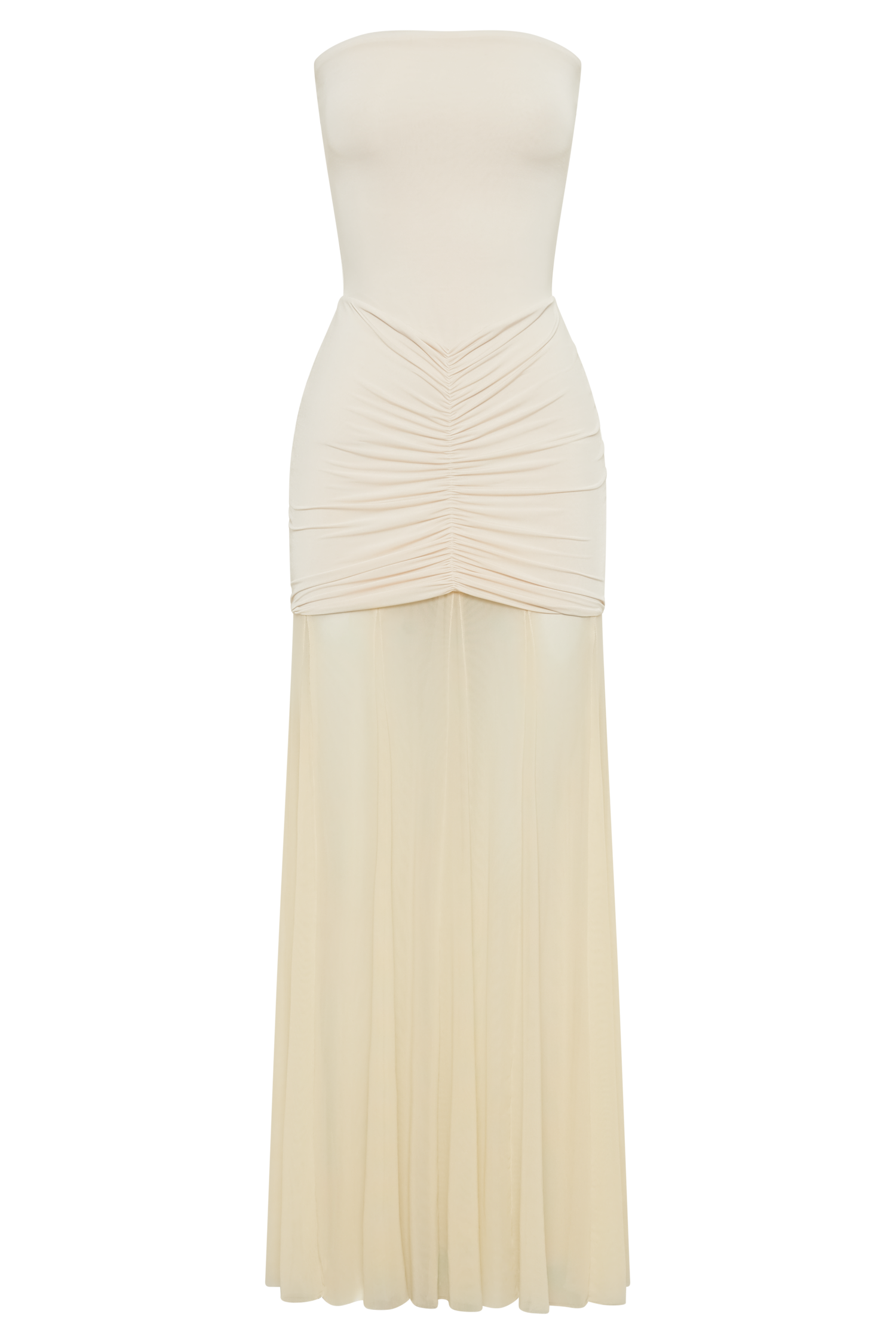 Caspian Slinky And Mesh Off Shoulder Maxi Dress - Ivory - Image 10