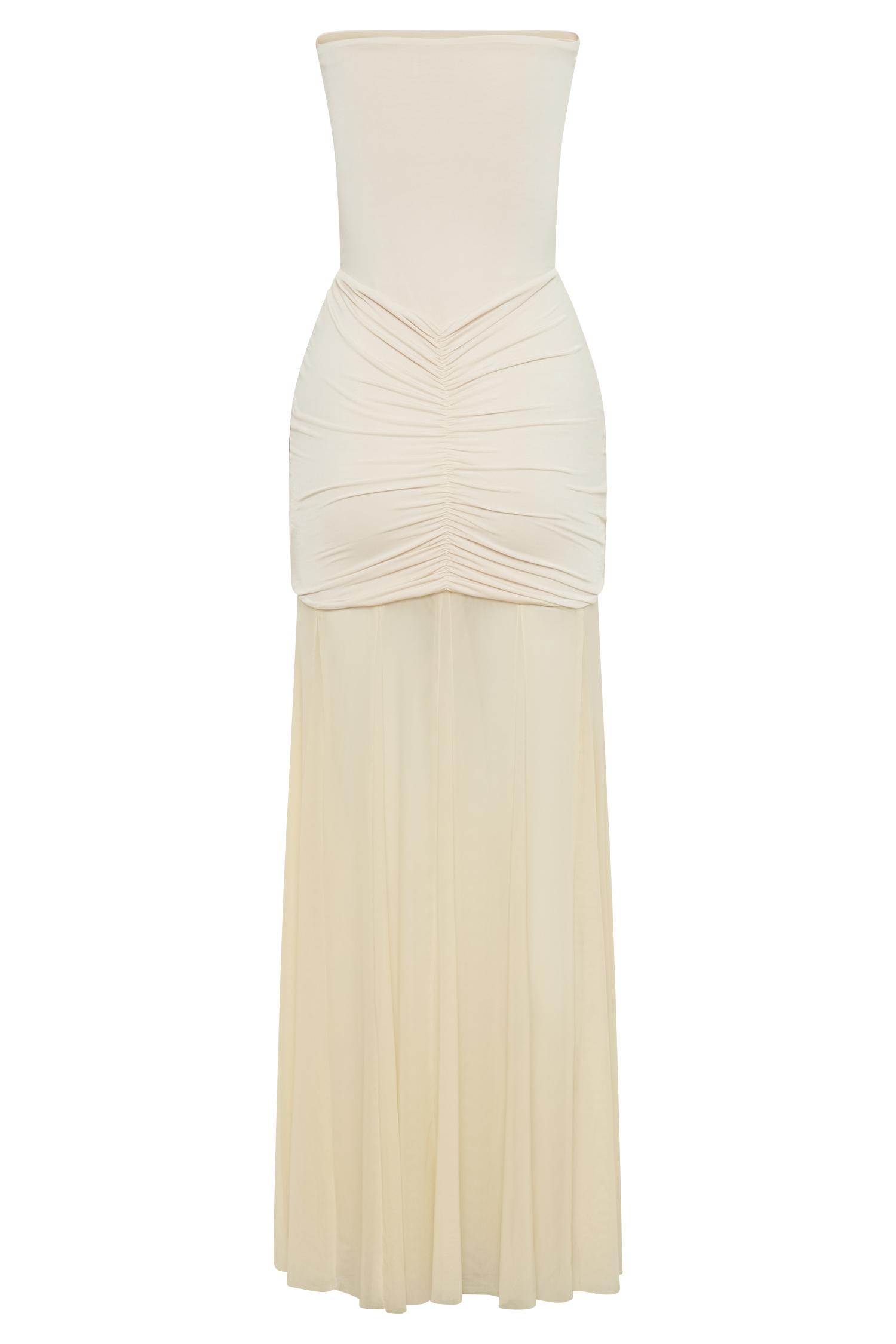 Caspian Slinky And Mesh Off Shoulder Maxi Dress - Ivory - Image 9