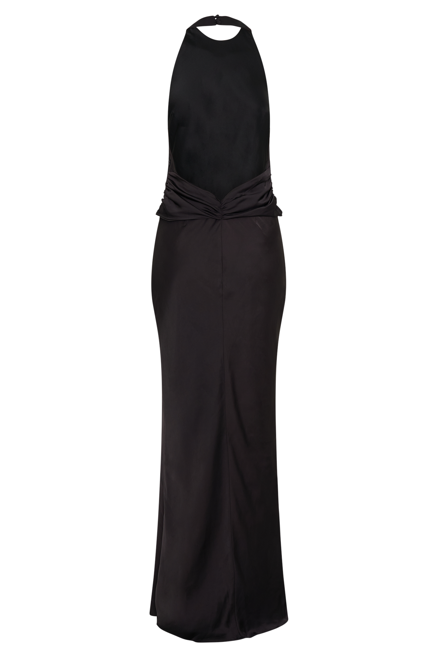 Rinna Satin Halter Maxi Dress - Black - Image 10