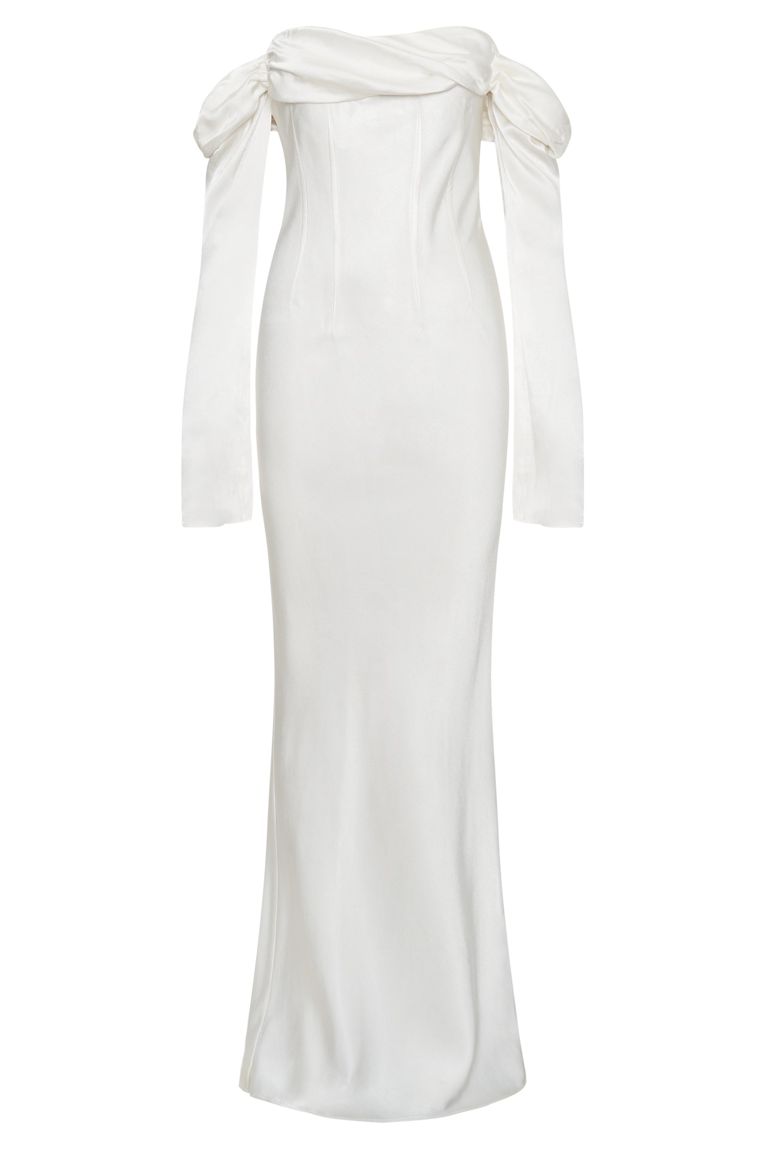 Giselle Off Shoulder Cowl Neck Maxi Dress - White - Image 7