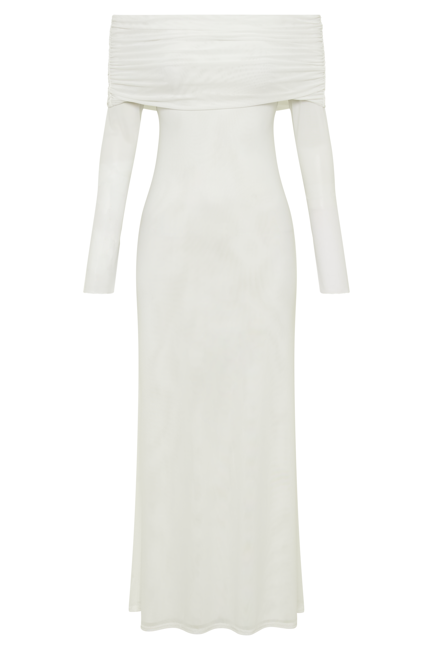 Josie Off Shoulder Mesh Maxi Dress - Ivory - Image 8