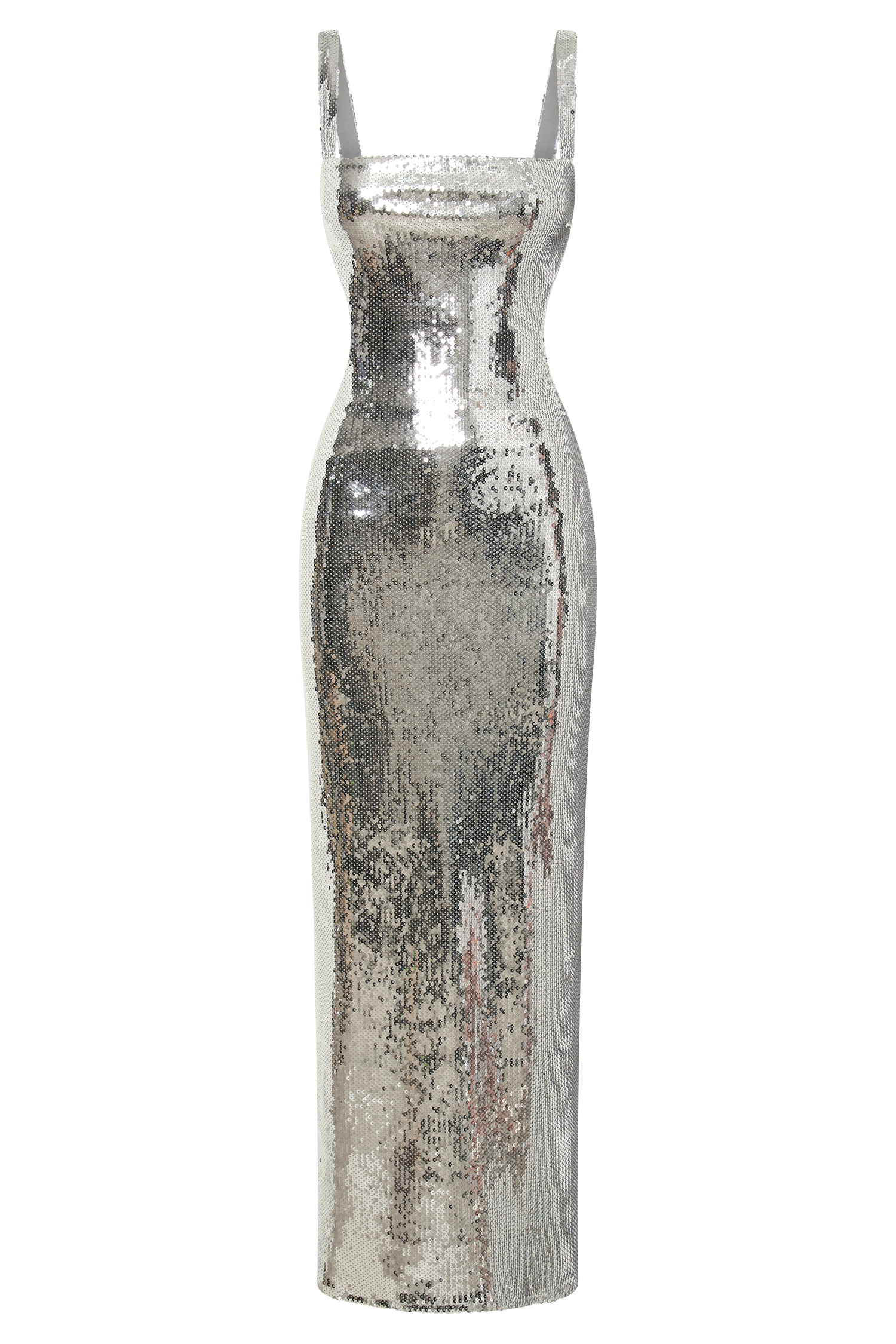 Adoria Sequin Cut Out Maxi Dress - Silver - Image 12