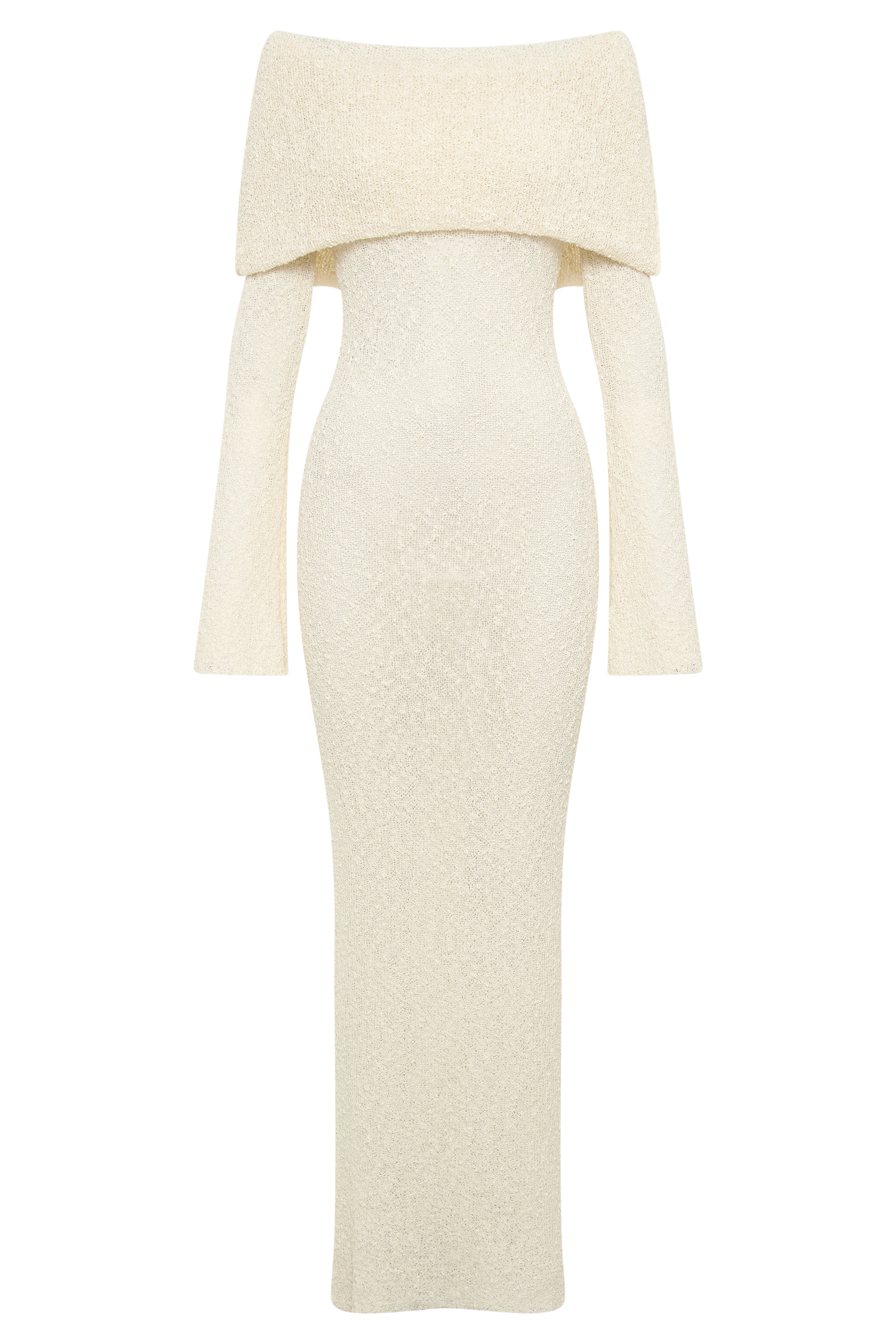 Marisol Off Shoulder Boucle Maxi Dress - Ivory - Image 9