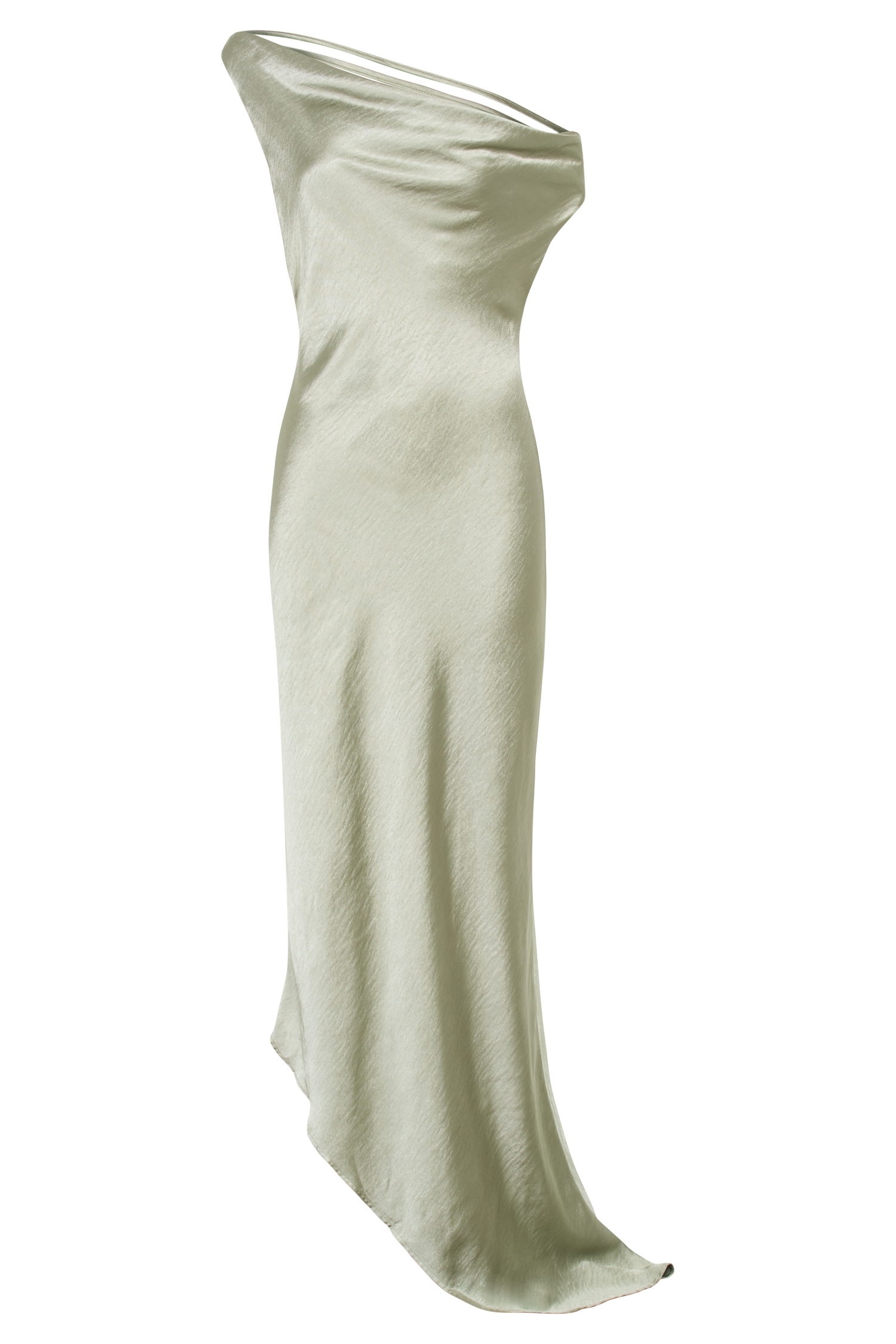 Yvette Slip Maxi Dress With Asymmetrical Hem - Sage - Image 14