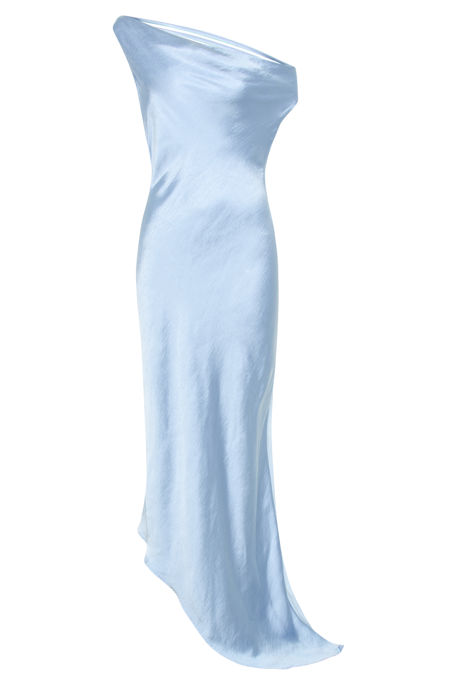 Yvette Slip Maxi Dress With Asymmetrical Hem - Cornflower Blue - Image 9