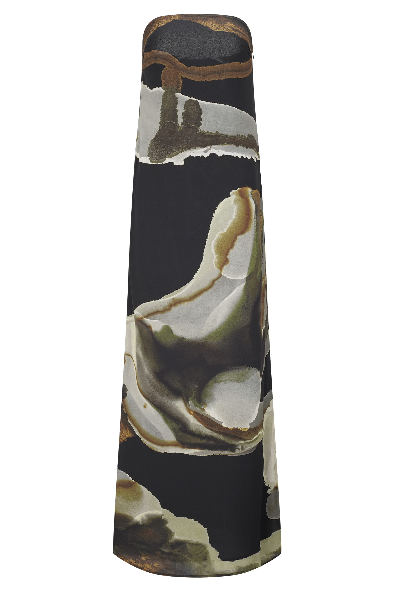 Amaya Strapless Chiffon Maxi Dress - Green Fluid Reverie Print - Image 9