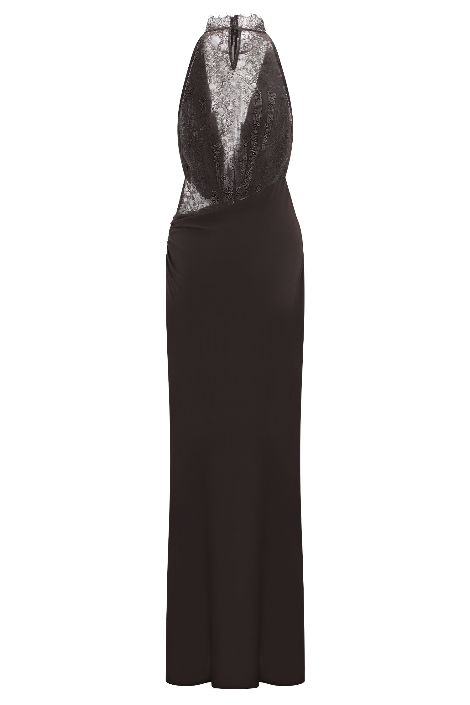 Arra Chiffon And Lace Halter Maxi Dress - Cacao Brown - Image 8
