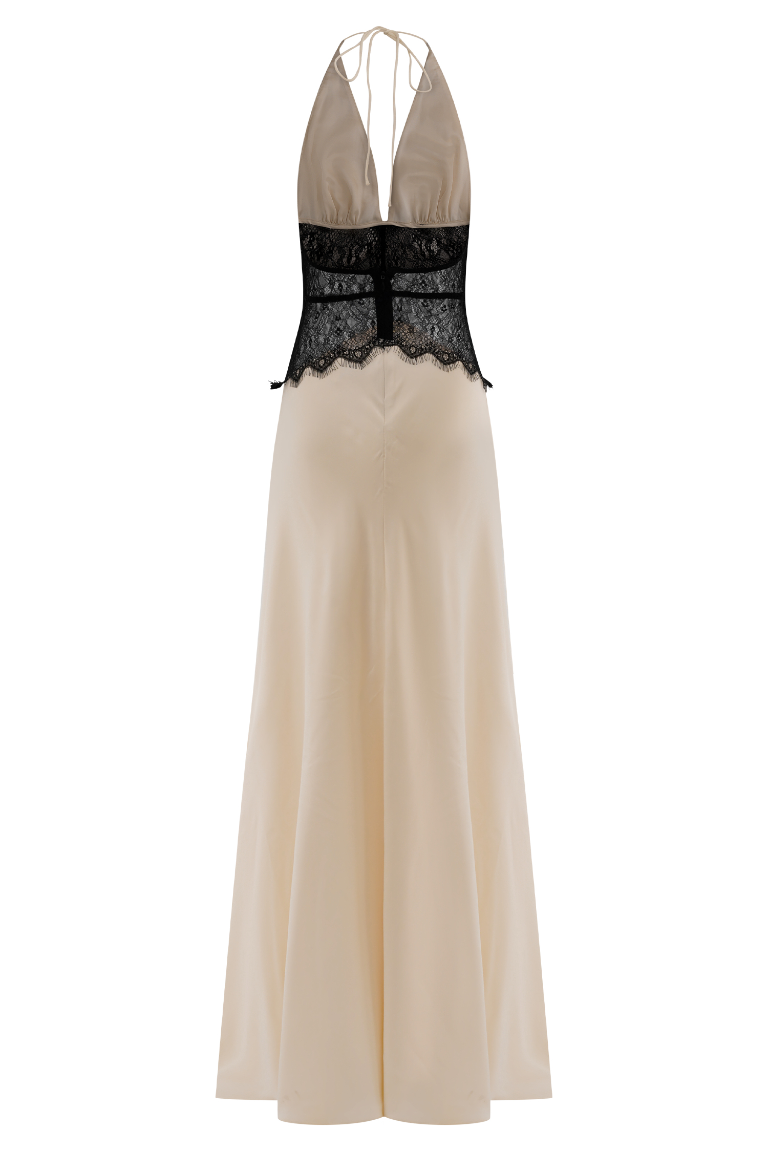 Dinah Lace And Satin Maxi Dress - Black/Ivory - Image 8