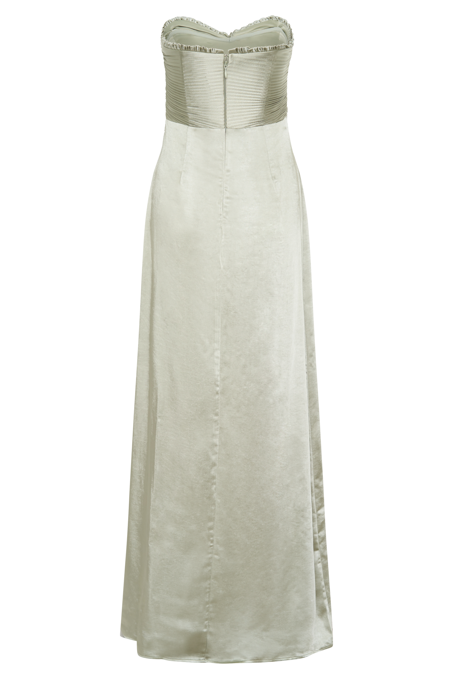 Larissa Satin Maxi Dress With Ruched Petals - Sage - Image 6