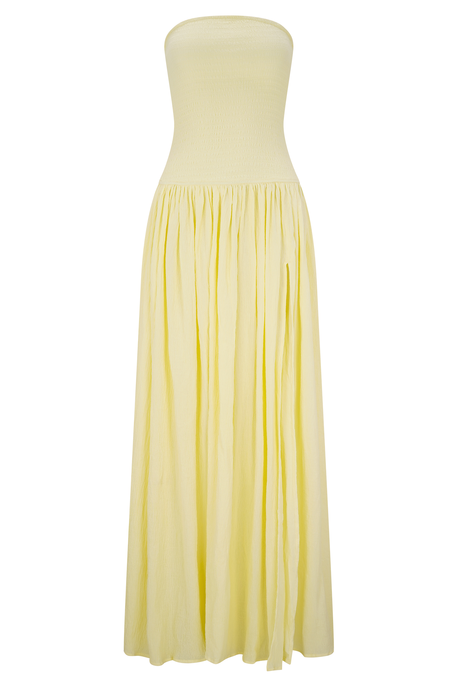 Maureen Cotton Shirring Maxi Dress - Lemon - Image 9