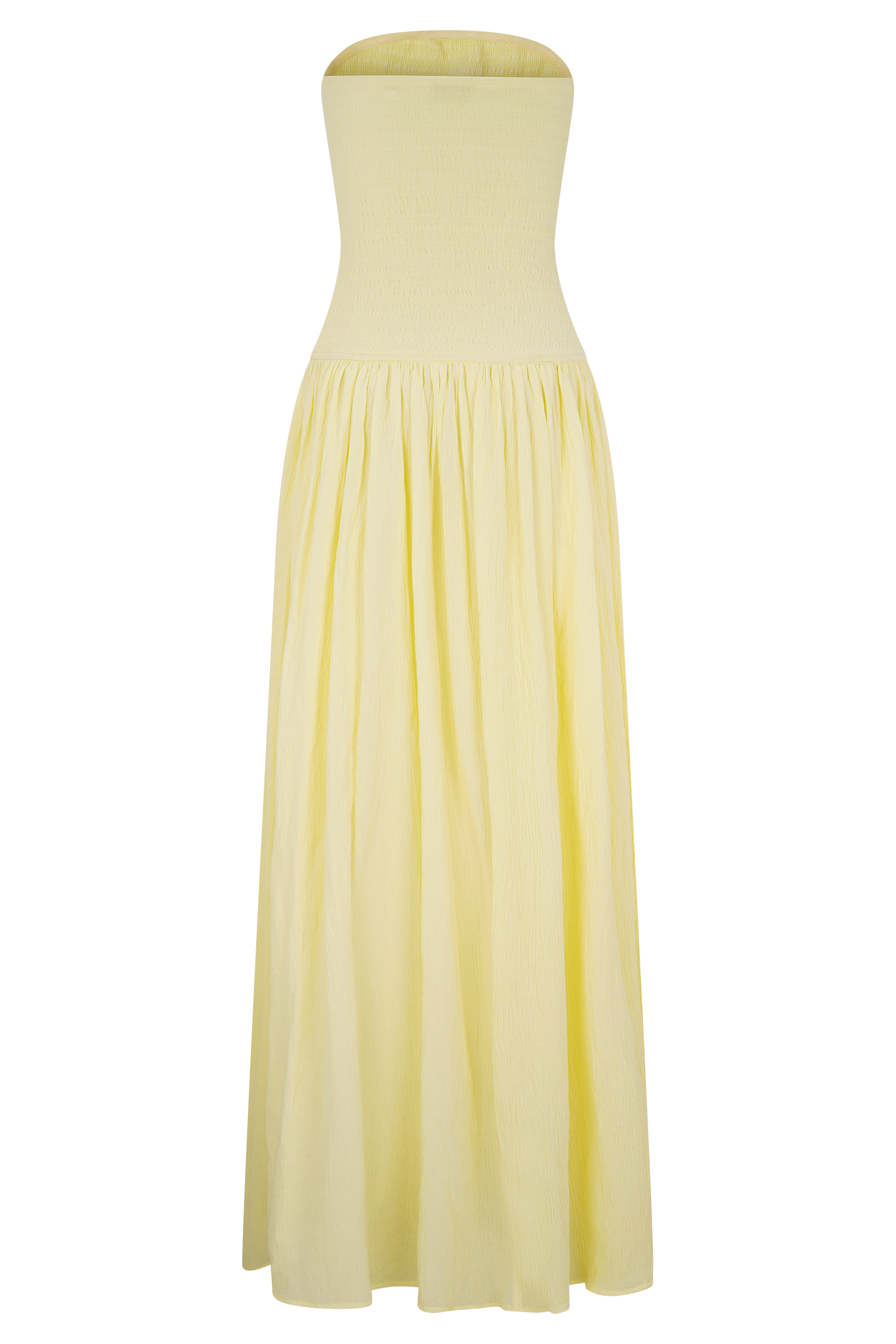 Maureen Cotton Shirring Maxi Dress - Lemon - Image 8