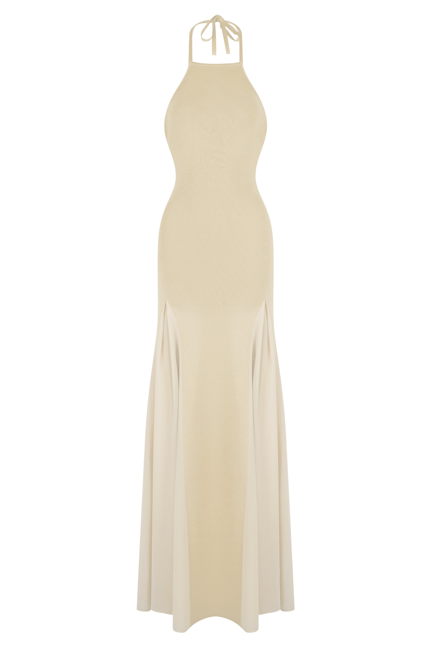 Soleil Knit And Mesh Halter Maxi Dress - Cream - Image 7