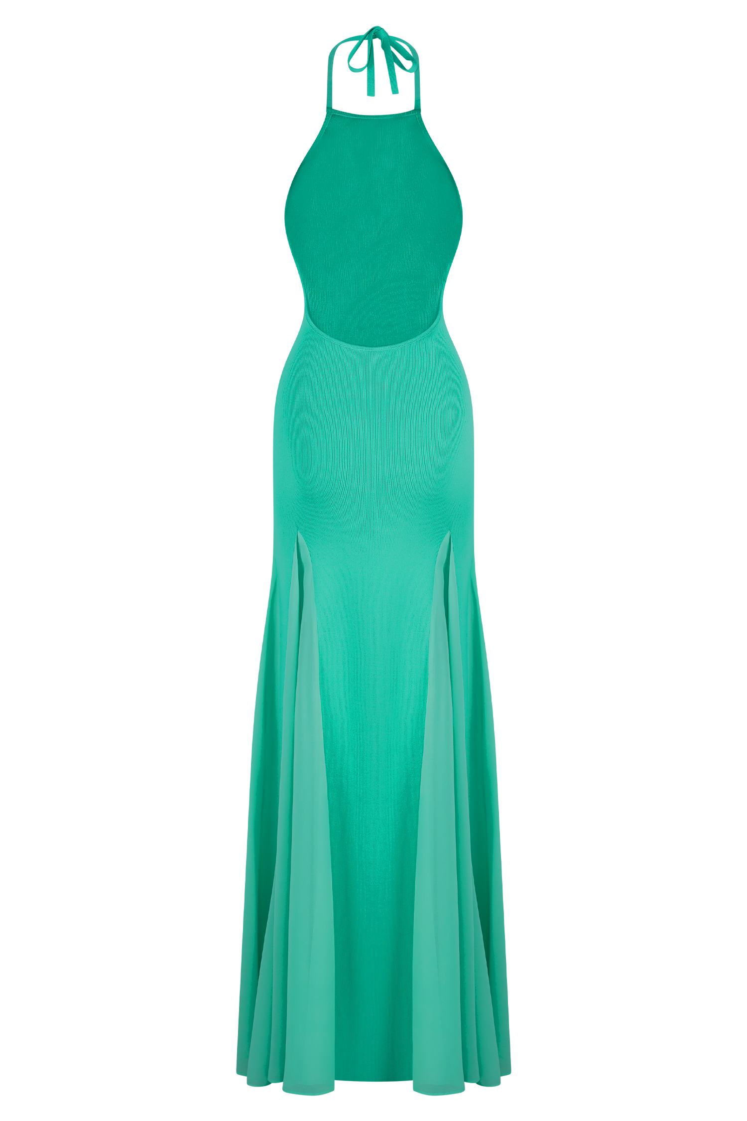 Soleil Knit And Mesh Halter Maxi Dress - Lagoon - Image 6