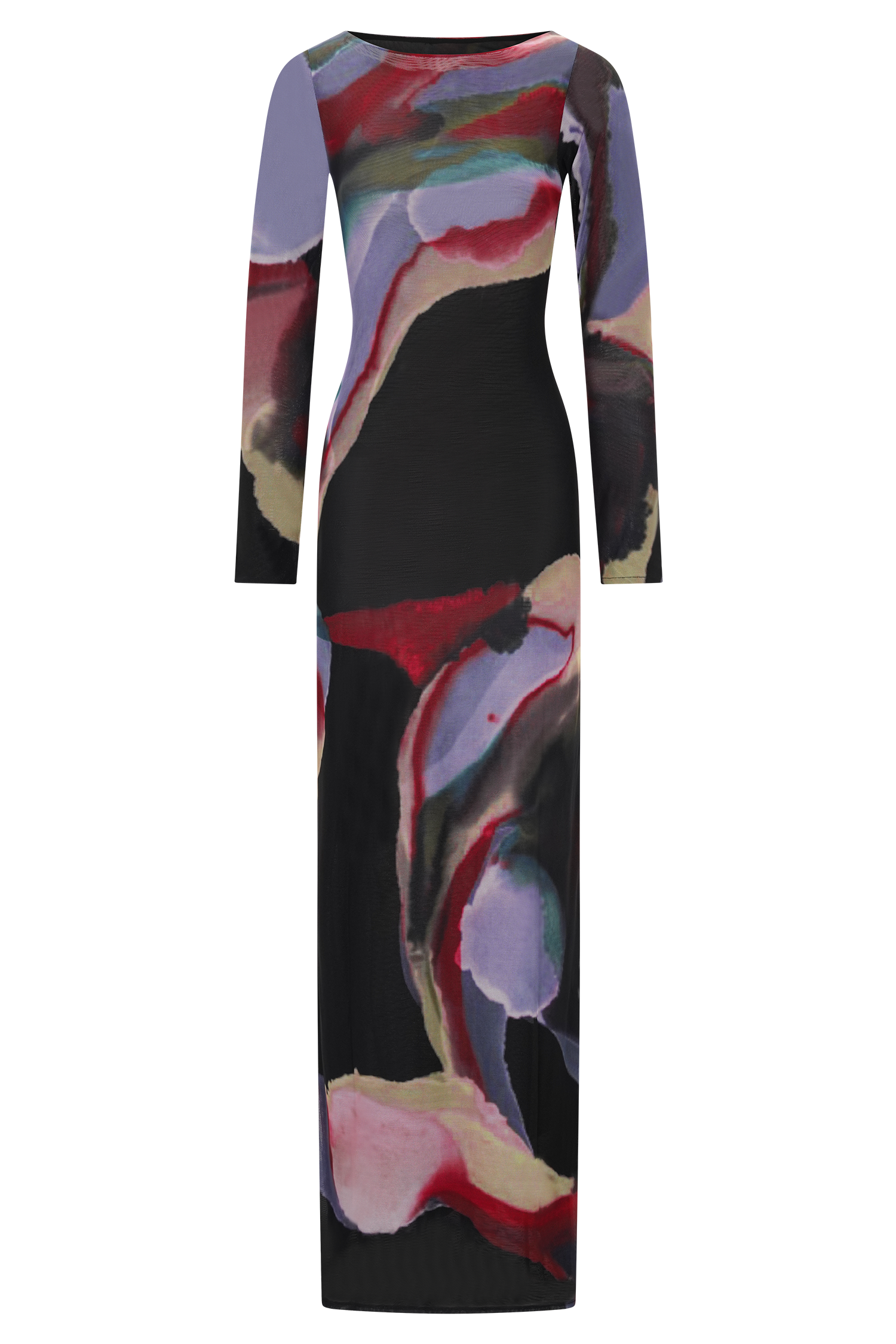 Soraya Long Sleeve Mesh Maxi Dress - Multi Fluid Reverie Print - Image 9