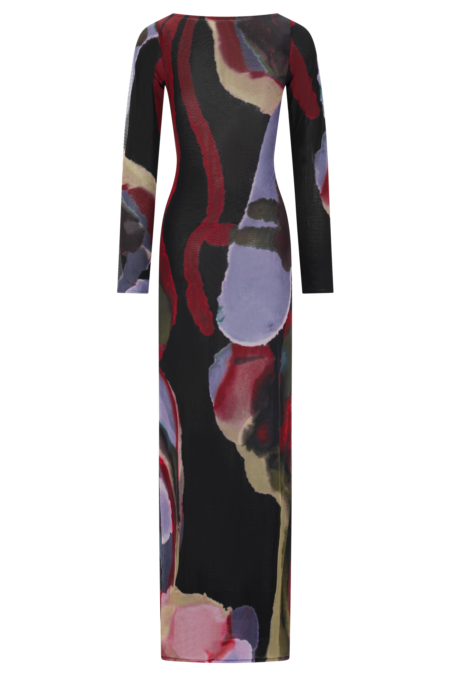 Soraya Long Sleeve Mesh Maxi Dress - Multi Fluid Reverie Print - Image 8