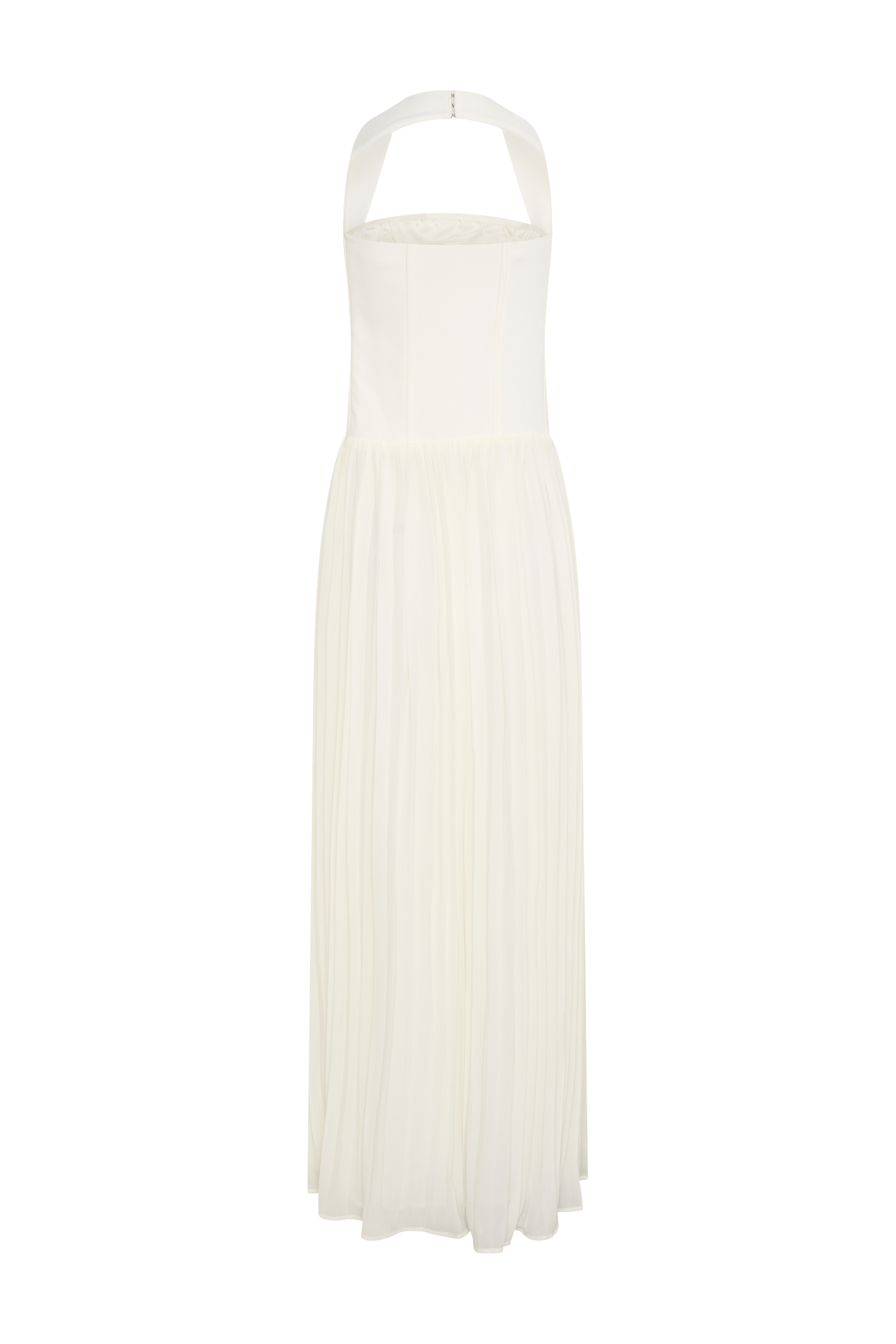 Stacie Pleated Halter Maxi Dress - Ivory - Image 8