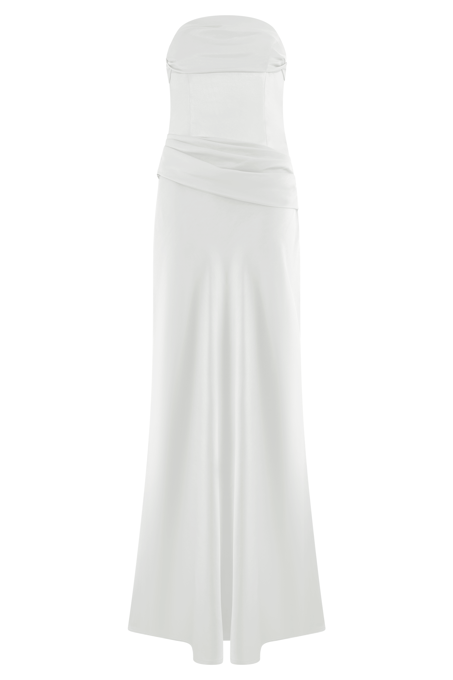 Jasmine Strapless Satin Maxi Dress - White - Image 10