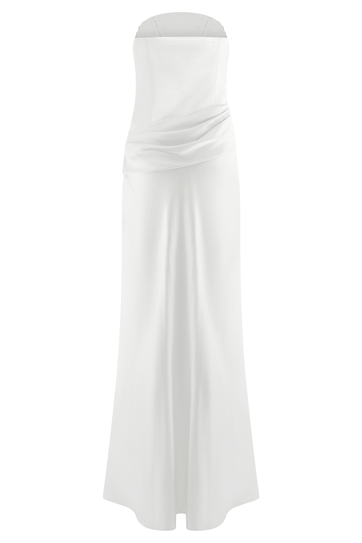 Jasmine Strapless Satin Maxi Dress - White - Image 9