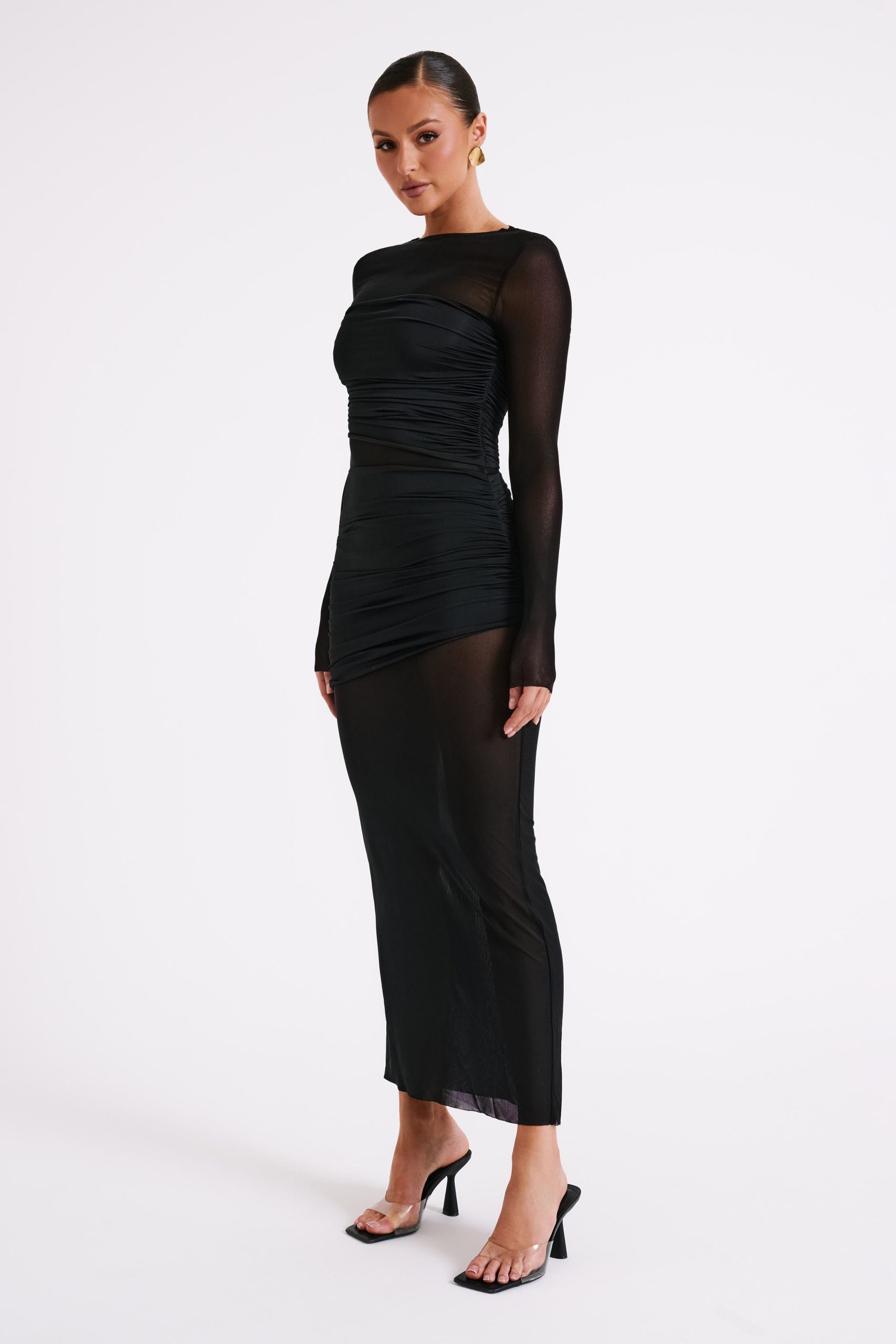 Kate Mesh And Nylon Maxi Dress - Black - Image 5