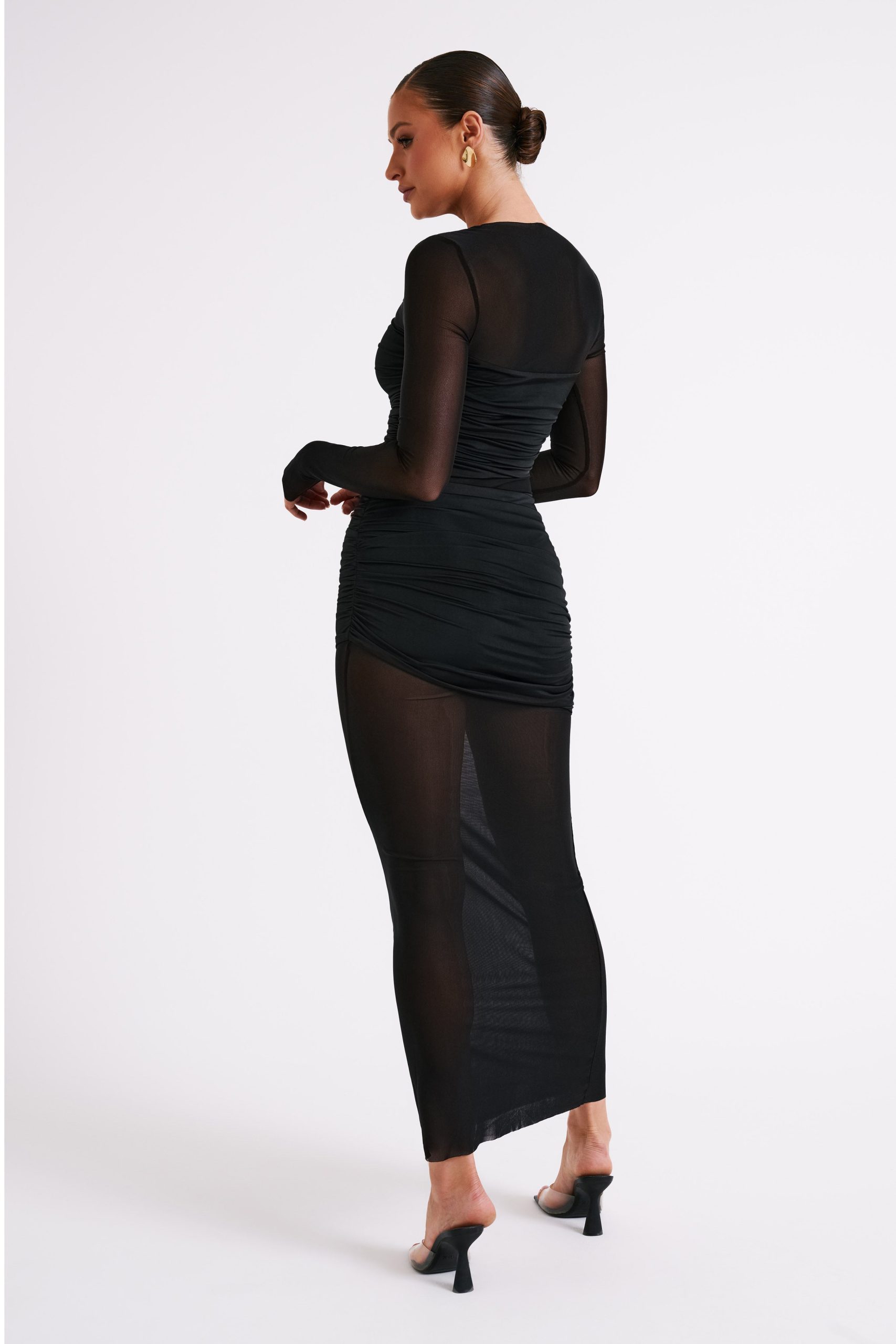 Kate Mesh And Nylon Maxi Dress - Black - Image 3