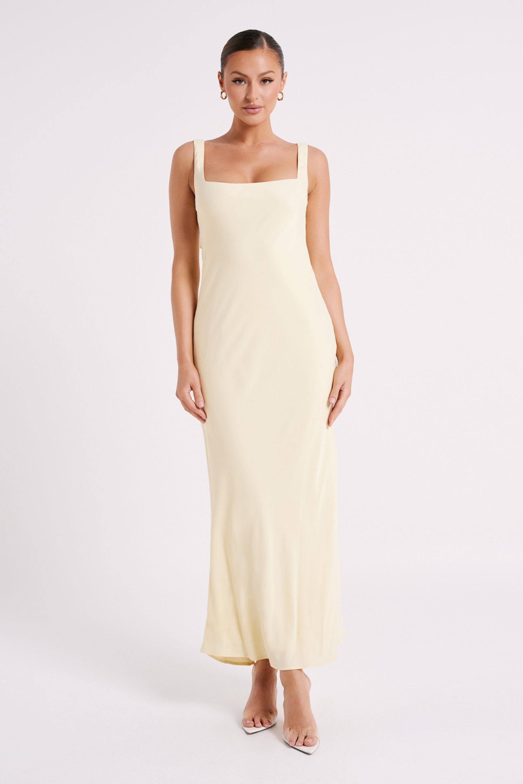 Ensley Satin Maxi Dress - Light Yellow - Image 2