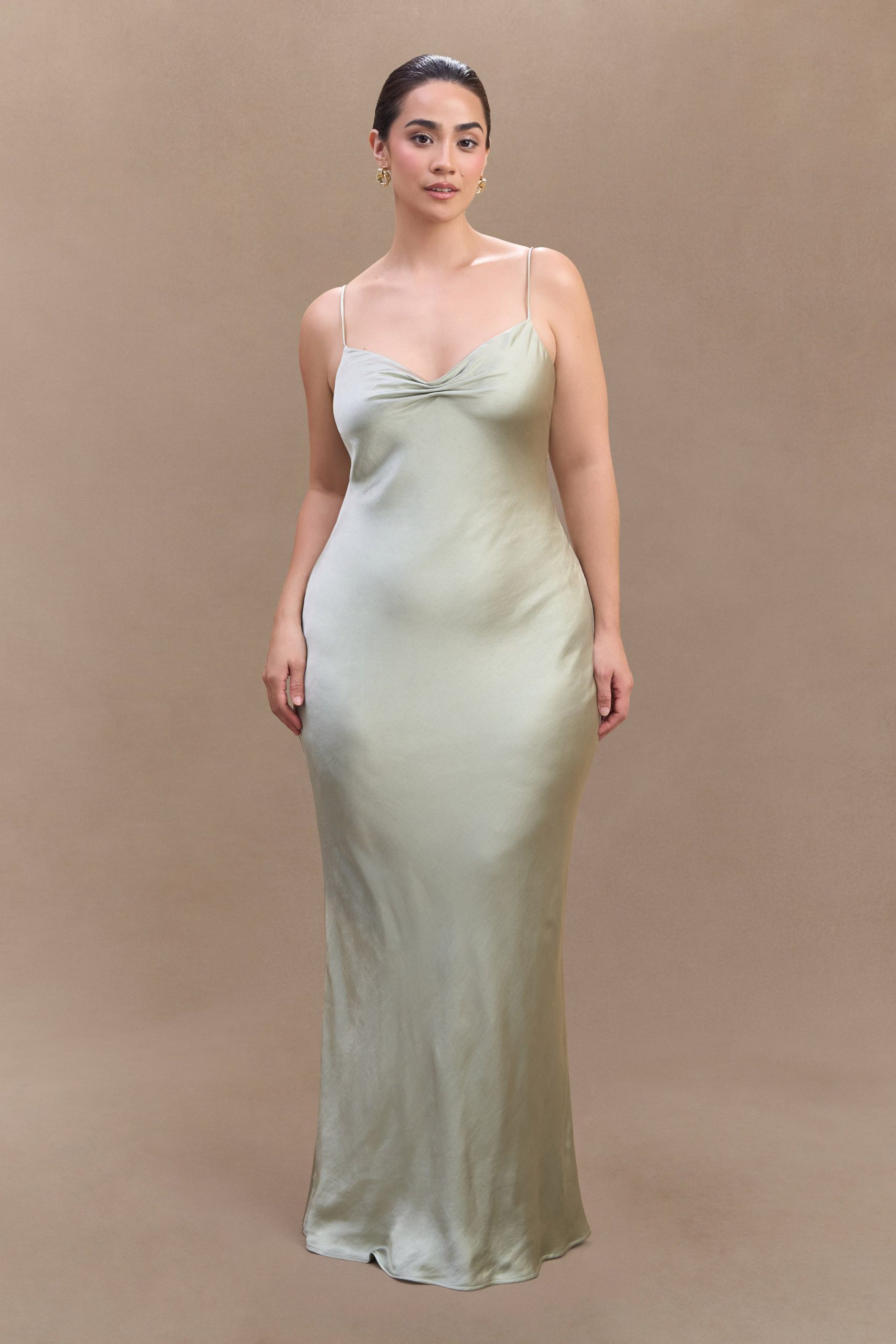Lilly Sweetheart Satin Maxi Dress - Sage - Image 5