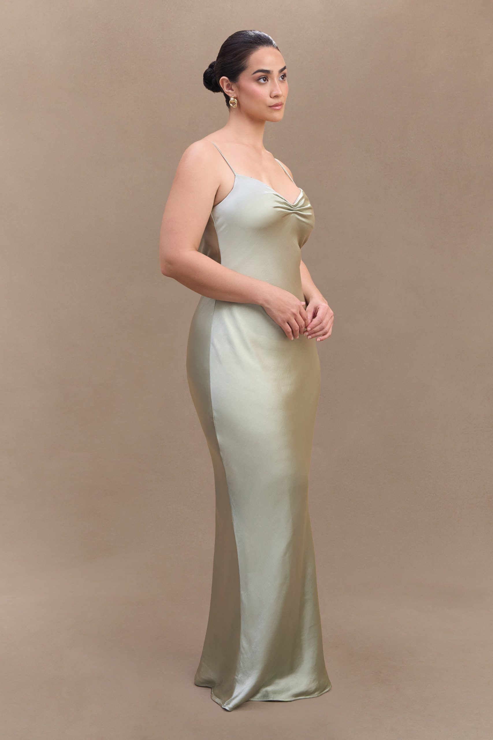 Lilly Sweetheart Satin Maxi Dress - Sage - Image 8