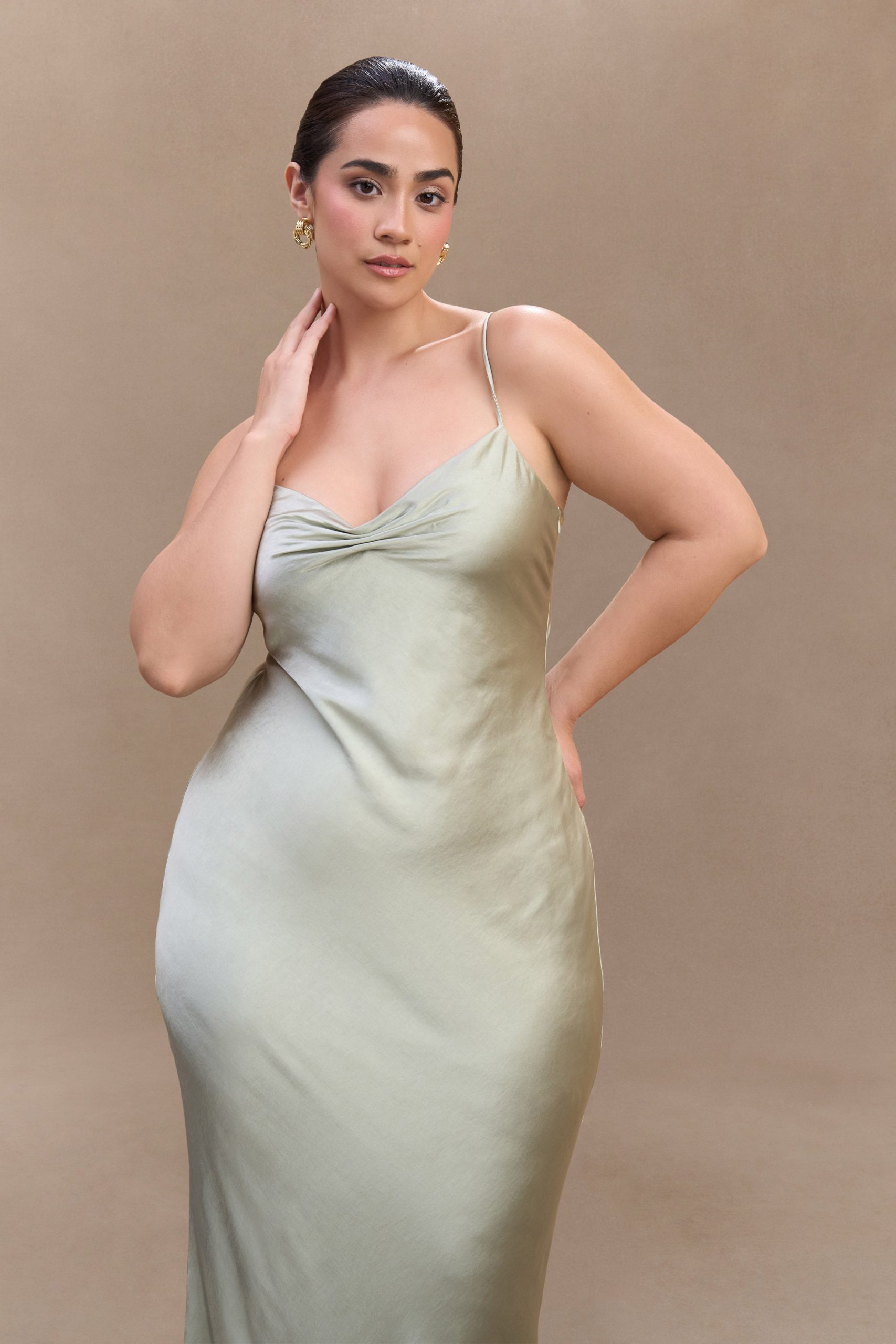 Lilly Sweetheart Satin Maxi Dress - Sage - Image 7