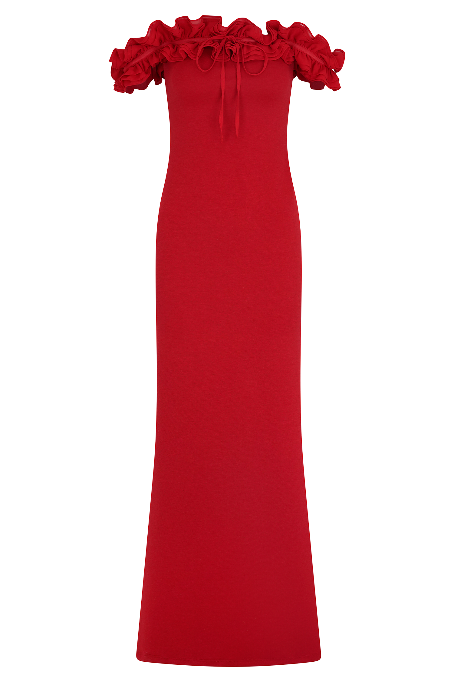 Nova Ruffle Off Shoulder Maxi Dress - Ruby - Image 9