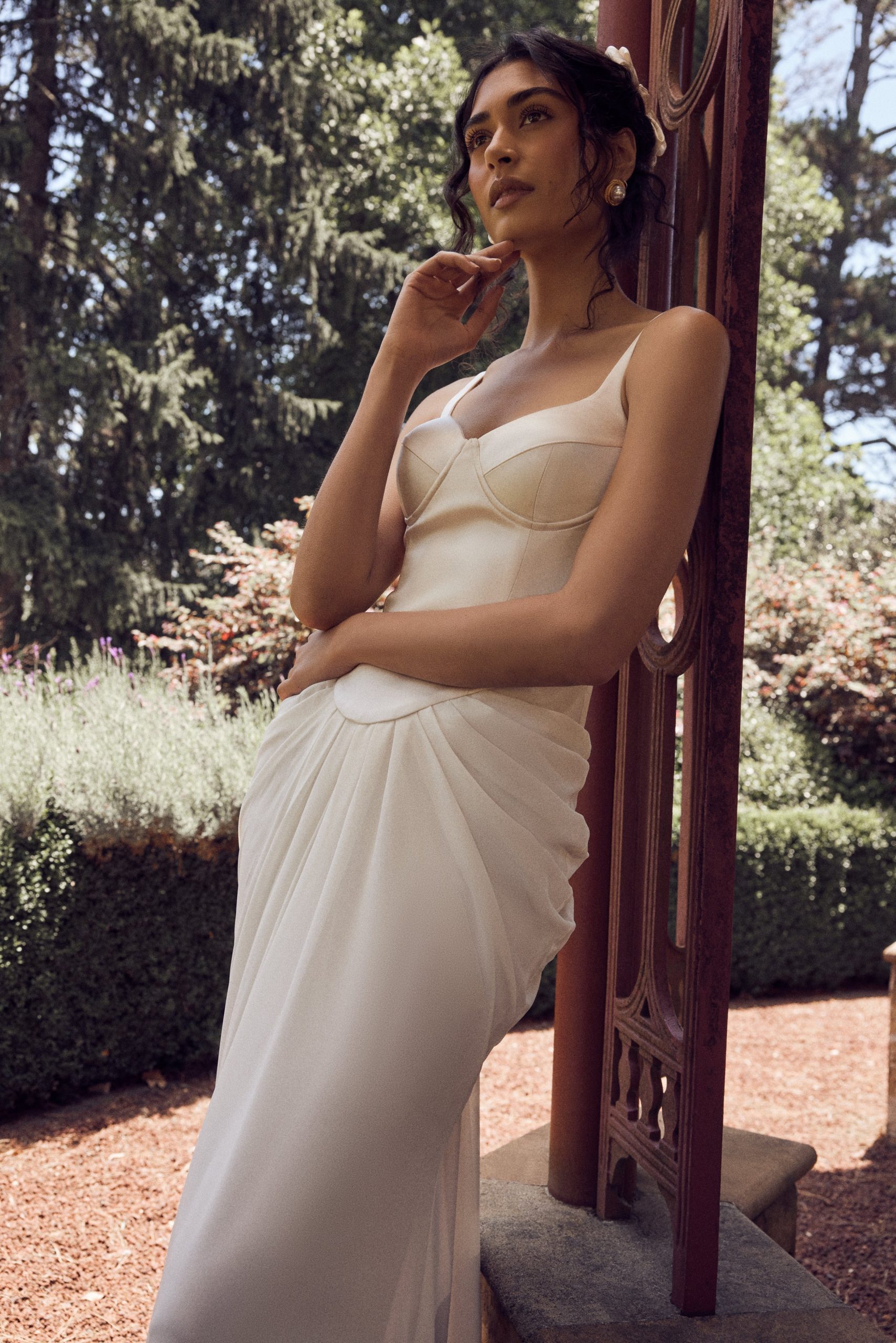 Leila Satin Corset Maxi Dress - Ivory - Image 2